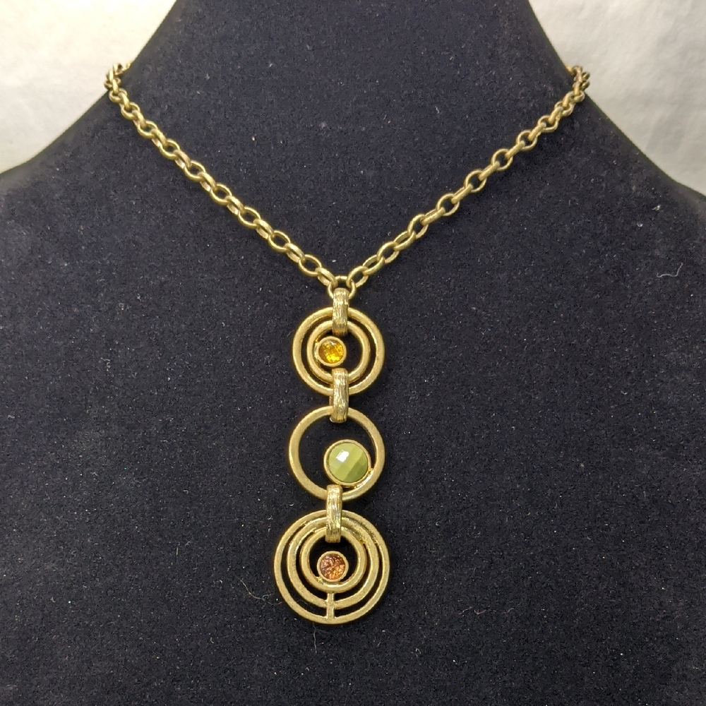 Lia Sophia 3 Circle Pendant Necklace, Bronzy Gold-tone, Adjustable